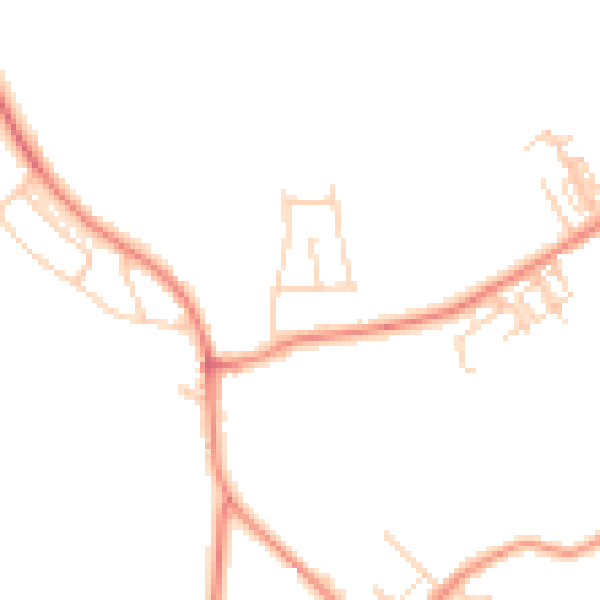 Daytime road noise heatmap for LS26 8BQ