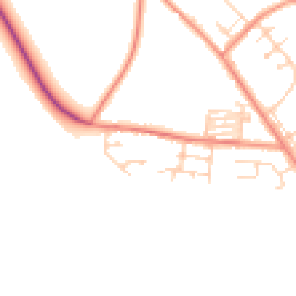 Daytime road noise heatmap for LS26 8DD