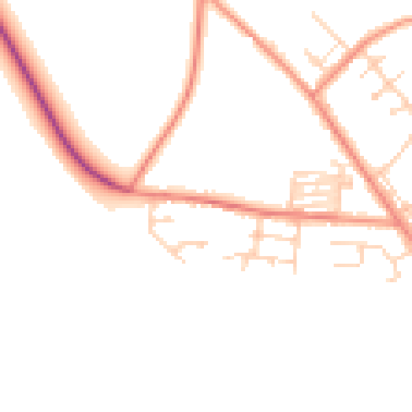 Daytime road noise heatmap for LS26 8DF