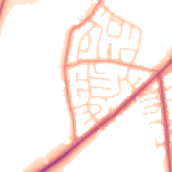 Daytime road noise heatmap for LS26 8DL