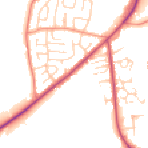 Daytime road noise heatmap for LS26 8DT