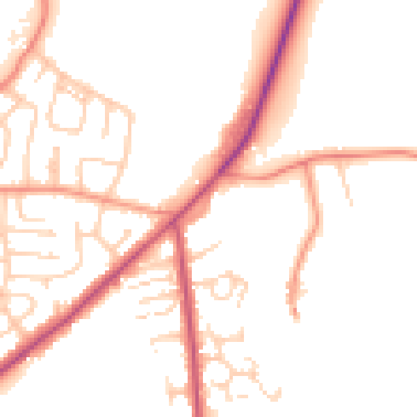Daytime road noise heatmap for LS26 8DU
