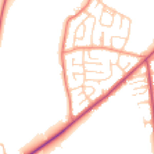 Daytime road noise heatmap for LS26 8EB