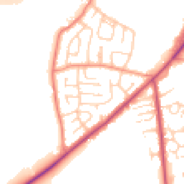 Daytime road noise heatmap for LS26 8ED