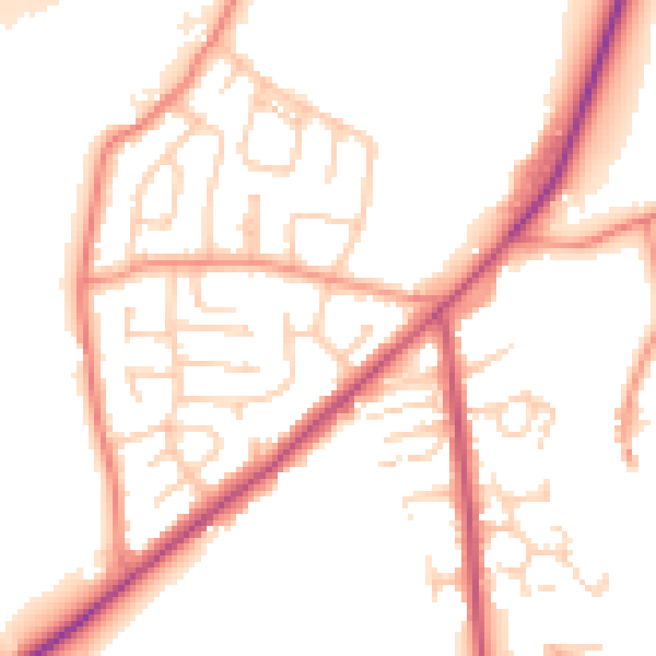 Daytime road noise heatmap for LS26 8EG