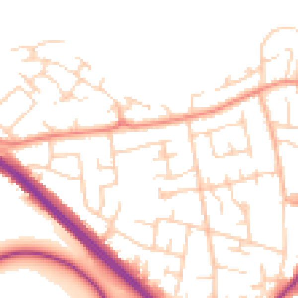 Daytime road noise heatmap for LS26 8FG