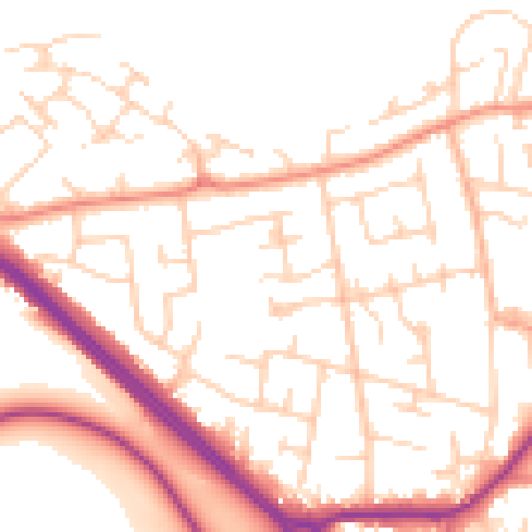 Daytime road noise heatmap for LS26 8FH