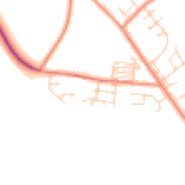 Daytime road noise heatmap for LS26 8FL