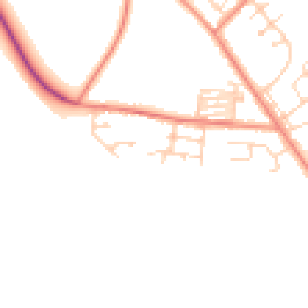 Daytime road noise heatmap for LS26 8FN
