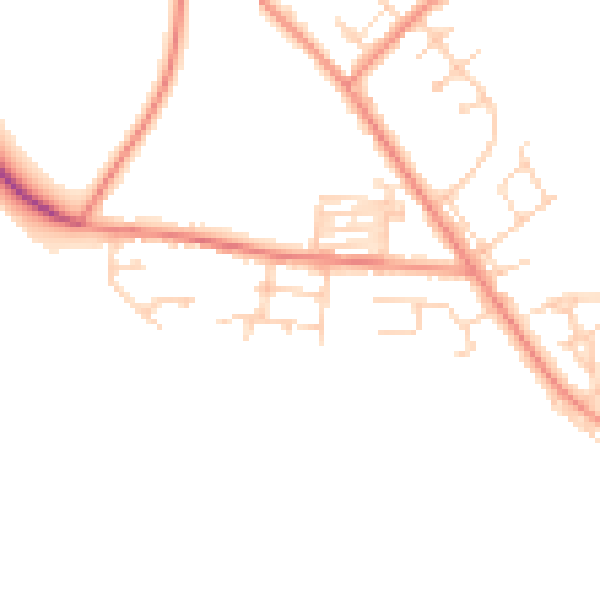 Daytime road noise heatmap for LS26 8FP