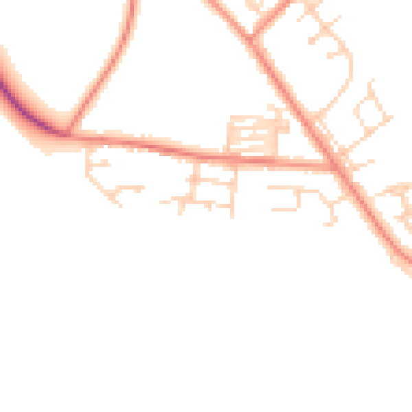 Daytime road noise heatmap for LS26 8FR