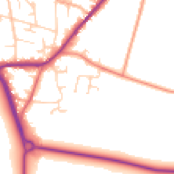 Daytime road noise heatmap for LS26 8FW