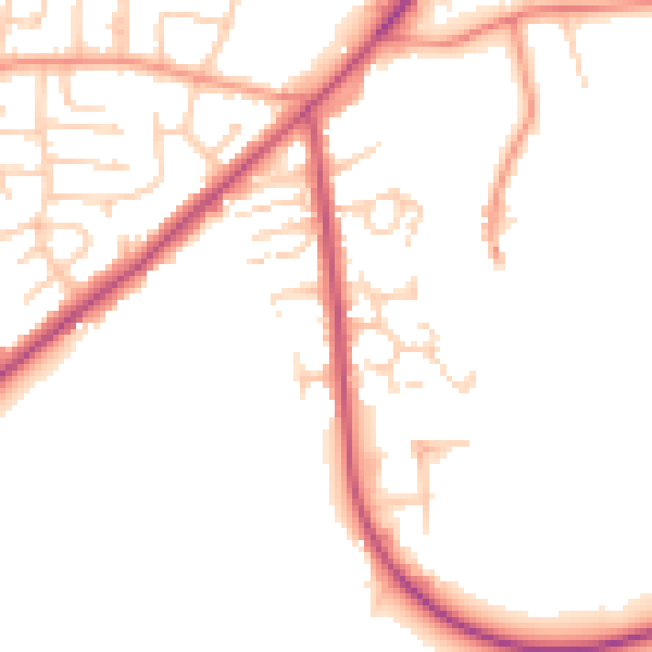 Daytime road noise heatmap for LS26 8GY