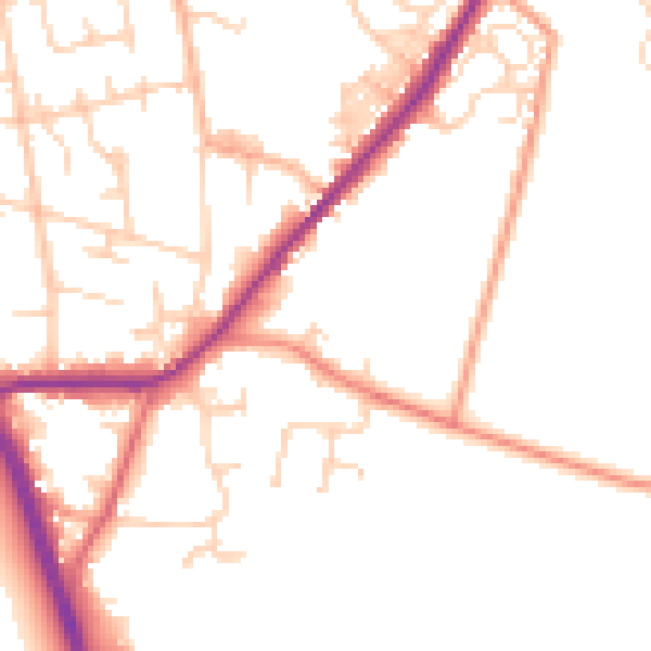 Daytime road noise heatmap for LS26 8HL