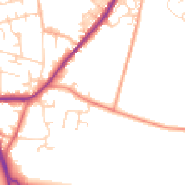 Daytime road noise heatmap for LS26 8HU