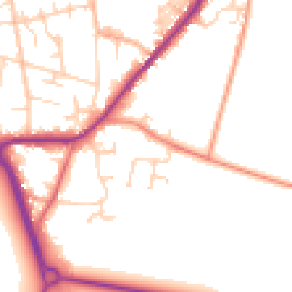 Daytime road noise heatmap for LS26 8HY