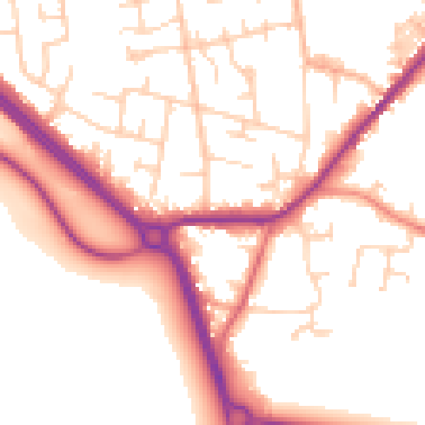 Daytime road noise heatmap for LS26 8JD