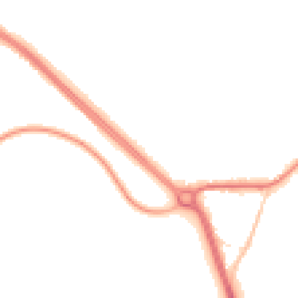 Night-time road noise heatmap for LS26 8JE