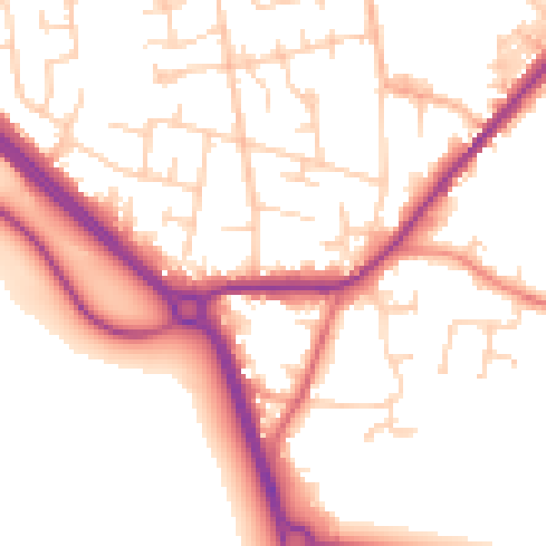 Daytime road noise heatmap for LS26 8JG