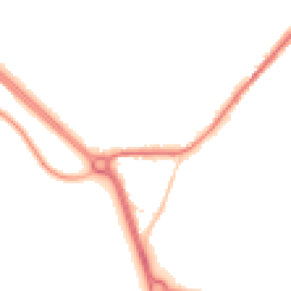Night-time road noise heatmap for LS26 8JG