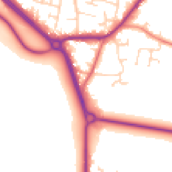 Daytime road noise heatmap for LS26 8JR
