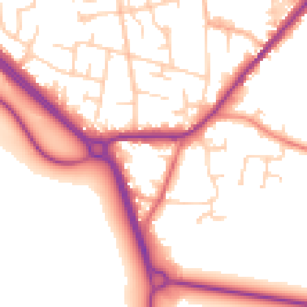 Daytime road noise heatmap for LS26 8LB