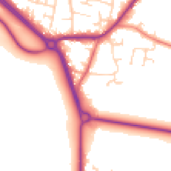 Daytime road noise heatmap for LS26 8LE