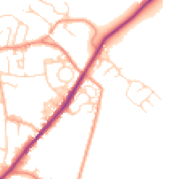 Daytime road noise heatmap for LS26 8LJ