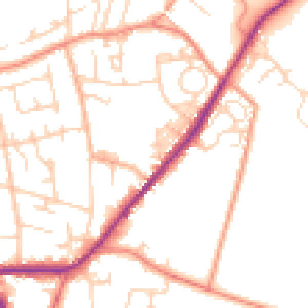 Daytime road noise heatmap for LS26 8LS