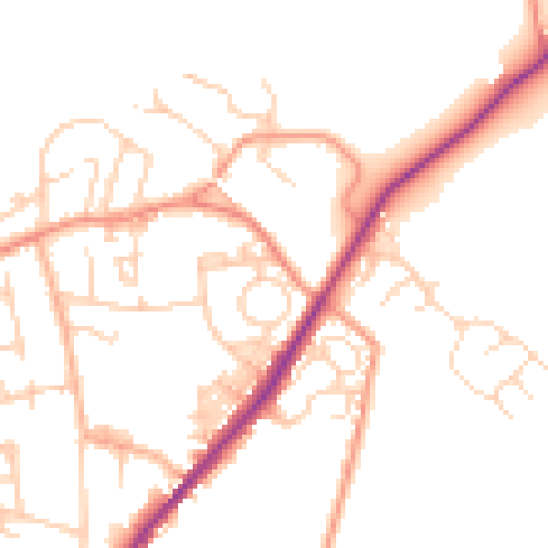 Daytime road noise heatmap for LS26 8LZ
