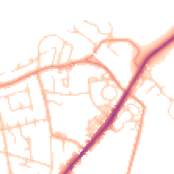 Daytime road noise heatmap for LS26 8ND