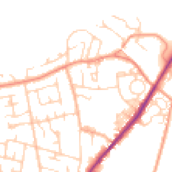 Daytime road noise heatmap for LS26 8NF