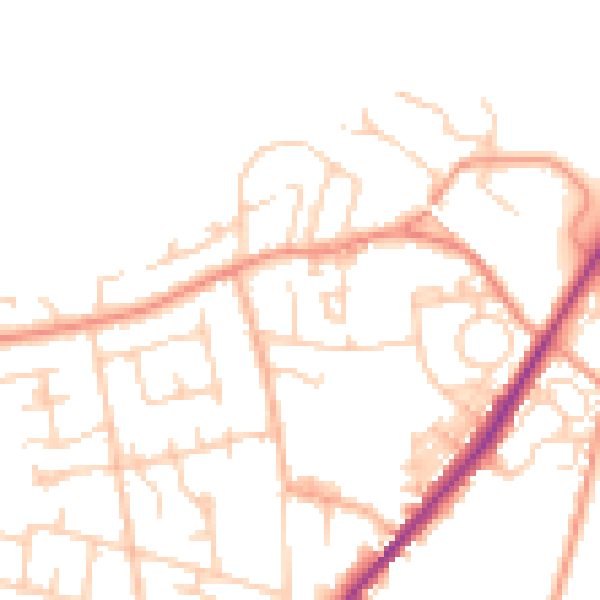 Daytime road noise heatmap for LS26 8NG