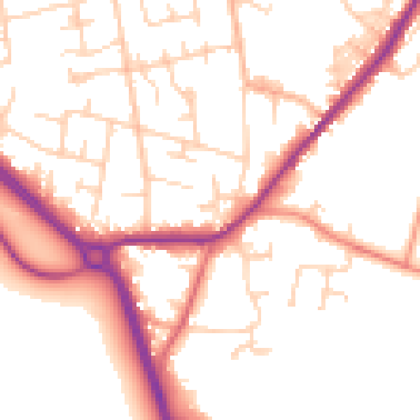 Daytime road noise heatmap for LS26 8NH