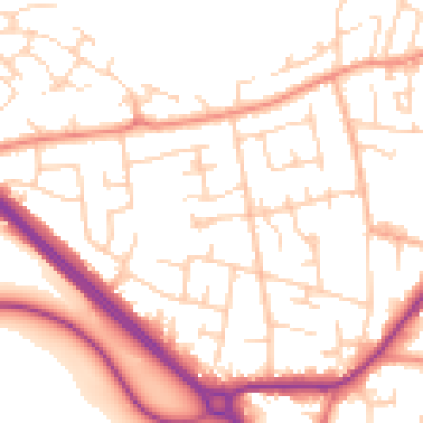 Daytime road noise heatmap for LS26 8NT