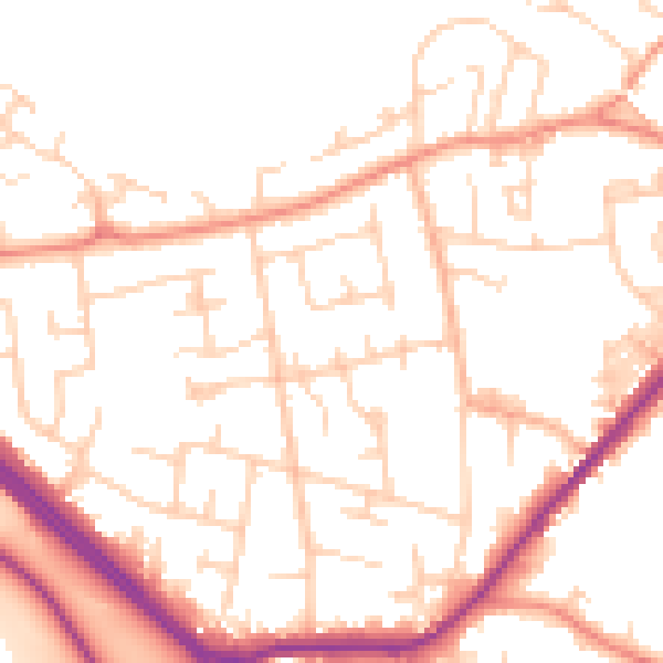 Daytime road noise heatmap for LS26 8NZ