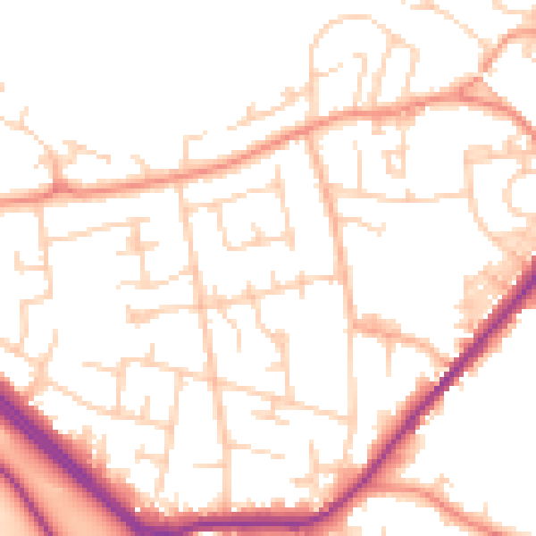 Daytime road noise heatmap for LS26 8PA