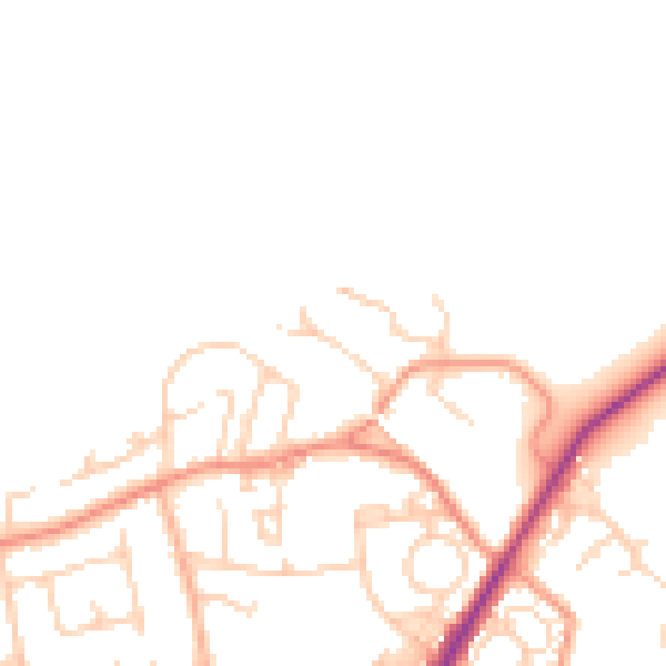 Daytime road noise heatmap for LS26 8PN