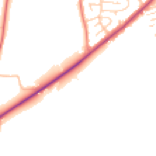 Daytime road noise heatmap for LS26 8QB