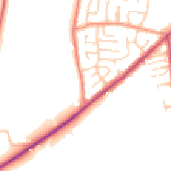 Daytime road noise heatmap for LS26 8QE