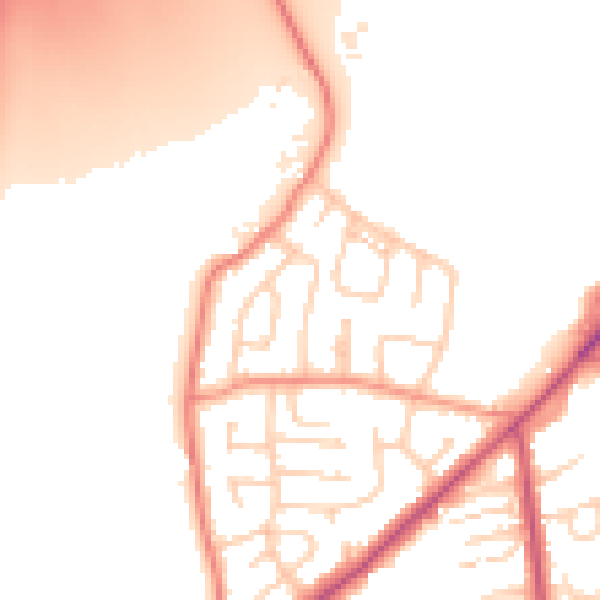 Daytime road noise heatmap for LS26 8QH