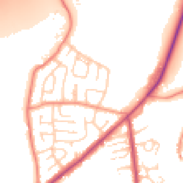 Daytime road noise heatmap for LS26 8QL