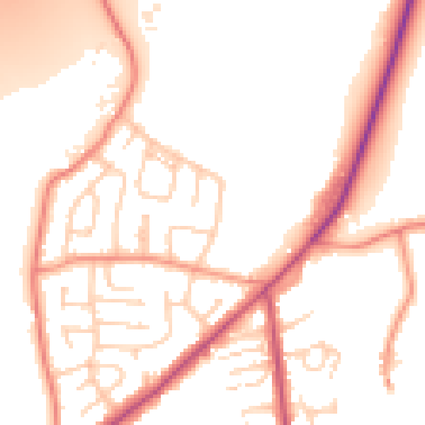Daytime road noise heatmap for LS26 8QN