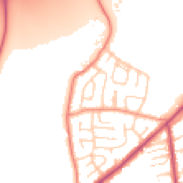Daytime road noise heatmap for LS26 8QQ
