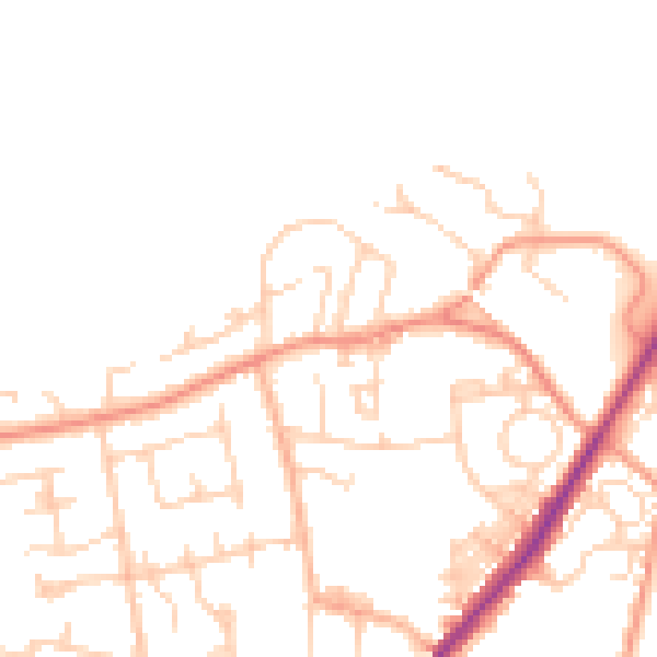 Daytime road noise heatmap for LS26 8RE