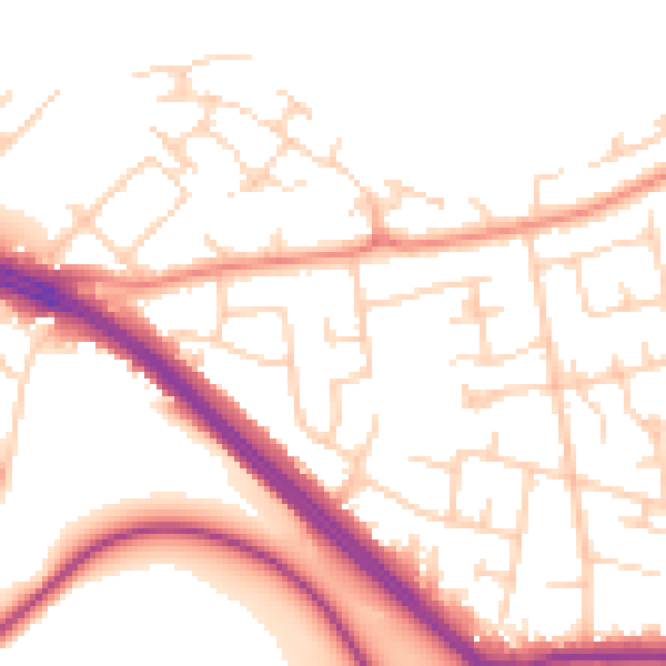 Daytime road noise heatmap for LS26 8RJ