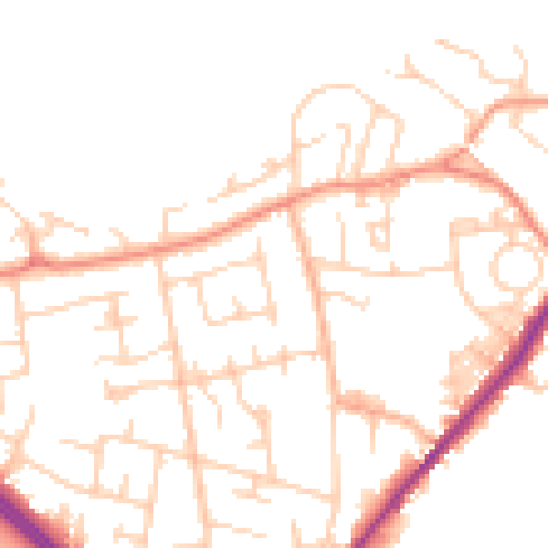 Daytime road noise heatmap for LS26 8RR