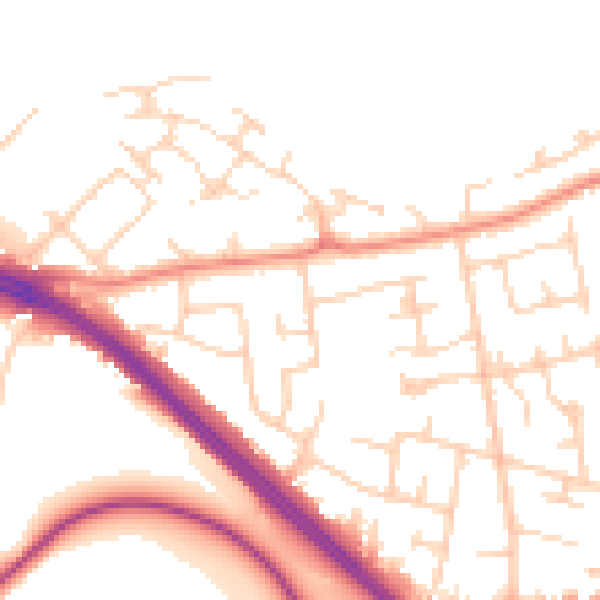 Daytime road noise heatmap for LS26 8SA