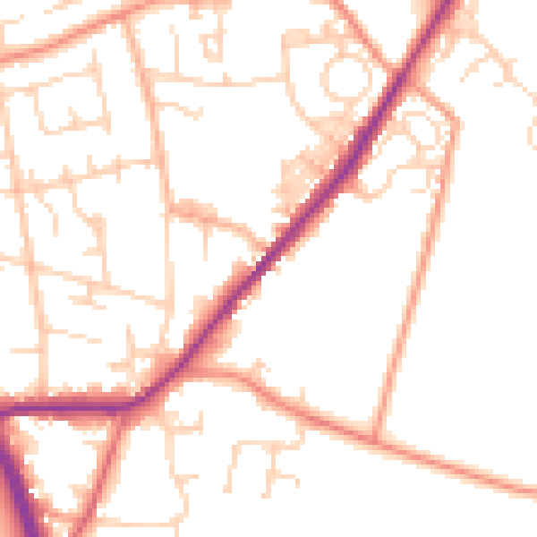 Daytime road noise heatmap for LS26 8SN