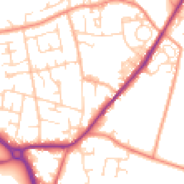 Daytime road noise heatmap for LS26 8SS